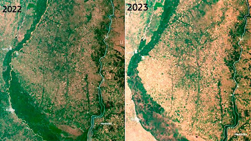 Impresionante imagen satelital de la sequía: su fuerte impacto en Entre Ríos