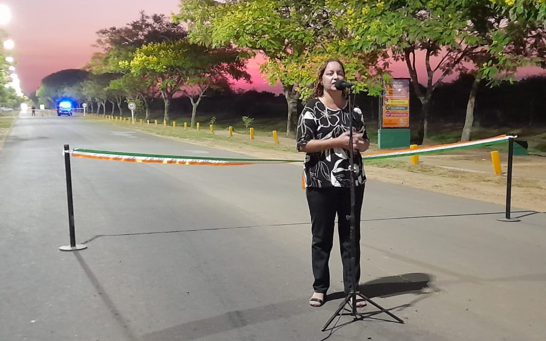 Con un discurso con tono de campaña, Vanina Perini inauguró el reasfaltado de avenida Pbro. Emilio Abecia