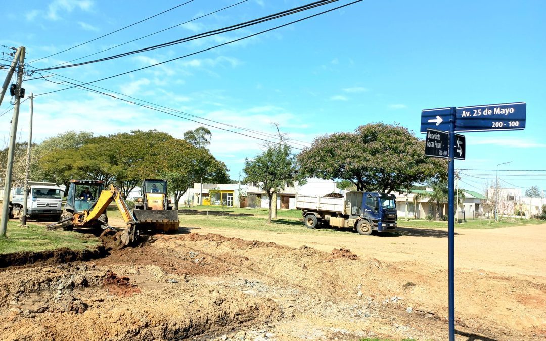 Reconstruyen un badén en avenida 25 de Mayo de Villa del Rosario