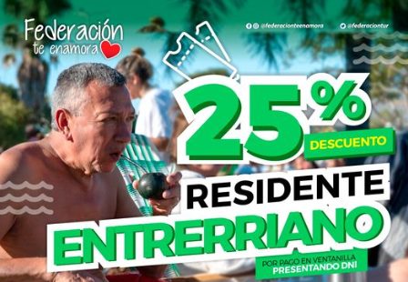 Federación descontará el 25% a todos los entrerrianos que visiten su parque termal