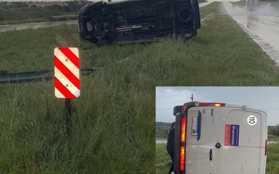 Colonia Alemana: Perdió el control del vehículo, chocó un guardarrail y volcó en la Autovía 14