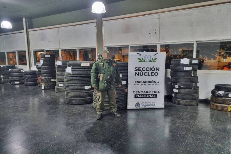 Gendarmería incautó unas 200 cubiertas que transportaba un camión por la autovía 14