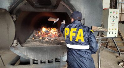 La Policía Federal incineró marihuana y cocaína en aserradero de la región