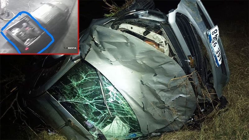 Sufrieron vuelco en la Ruta 14 y tras accidente les robaron las ruedas del auto