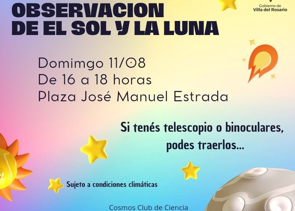 Invitan a observar el sol y la luna con telescopio o binoculares en la plaza céntrica de Villa del Rosario