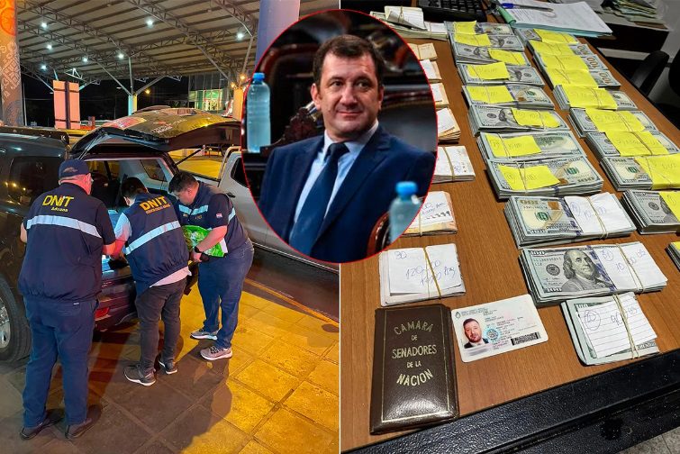 Video: el momento en que abren la mochila de Kueider y hallan el dinero