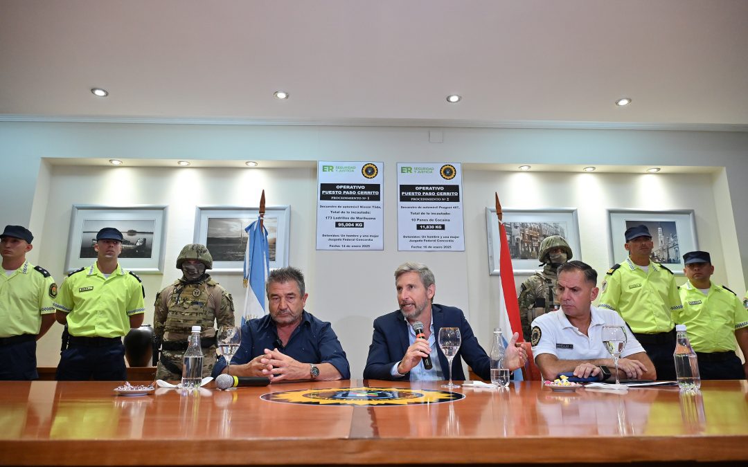 Lucha contra el narcotráfico: Frigerio valoró el trabajo de la policía para secuestrar más de 100 kilos de drogas