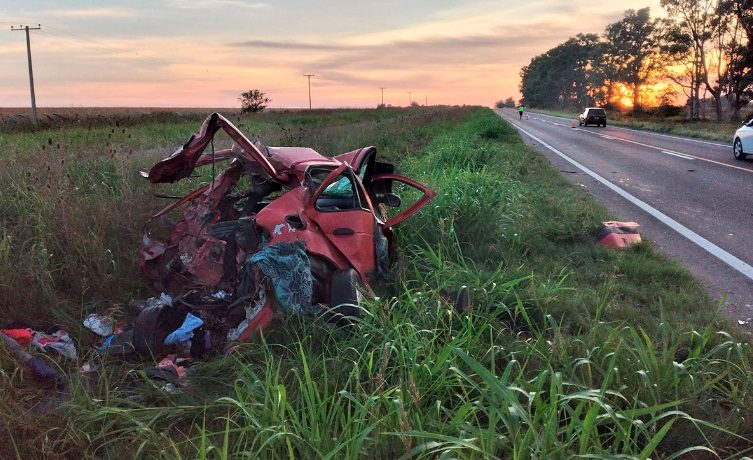 Choque en Ruta 18: niña de 9 años está grave y sus hermanitas mellizas tienen serias heridas