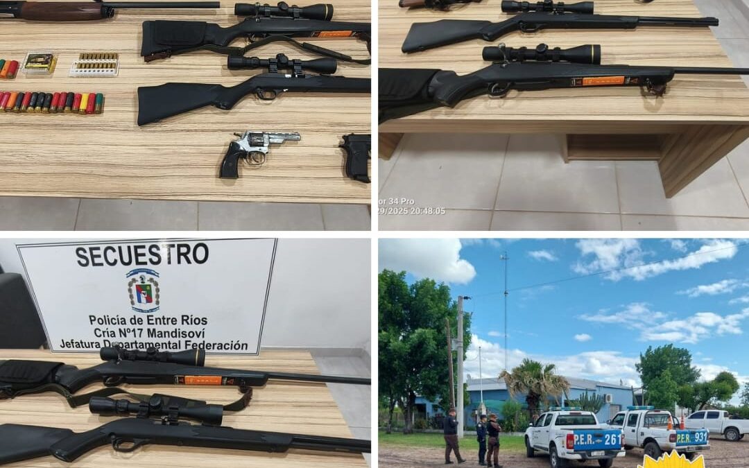 Colonia Freitas: Allanaron y secuestraron varias armas a un vecino que se filmó mientras realizaba disparos