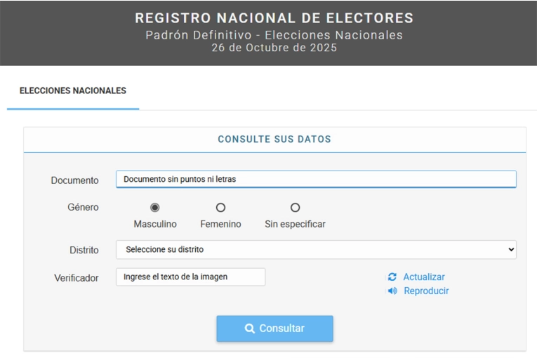 Elecciones 2025: cómo consultar el padrón electoral para saber dónde votar