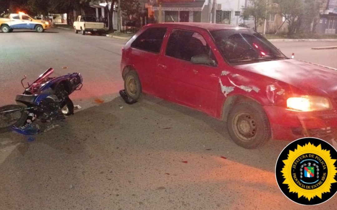Motociclista fue hospitalizado tras chocar con un auto en Chajarí