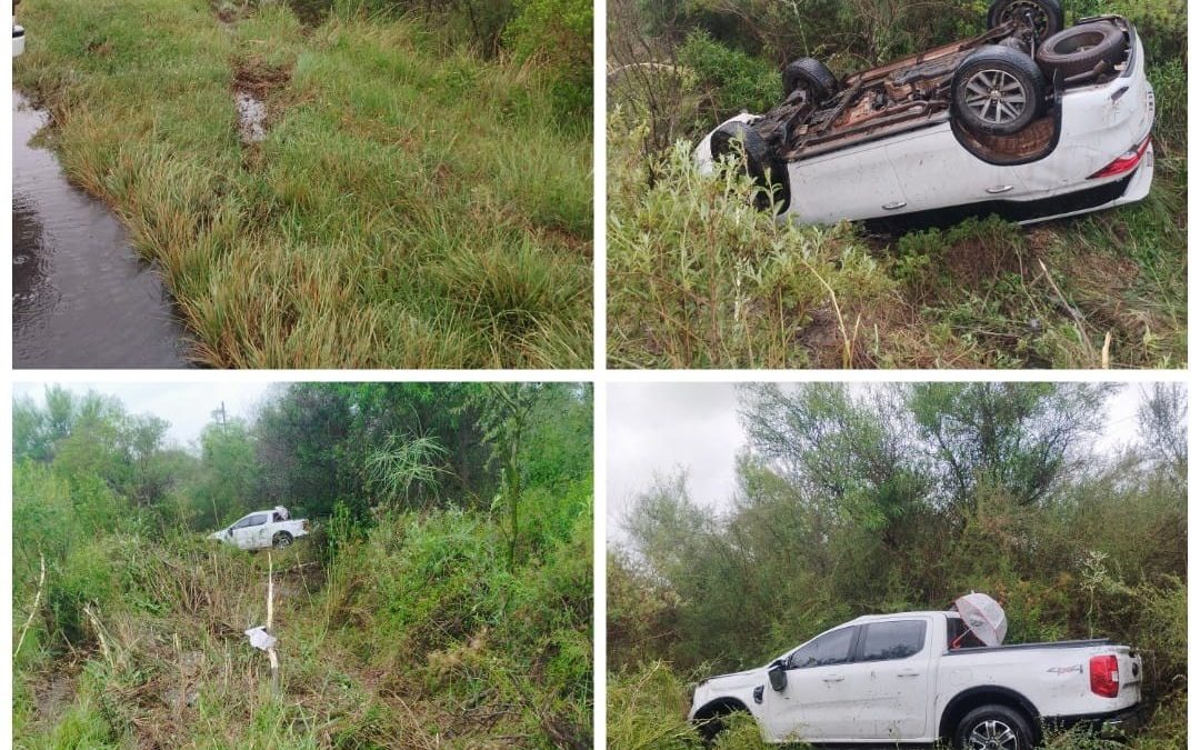 Autovía 14: Dos vehículos chocaron y uno de ellos volcó cerca de Chajarí