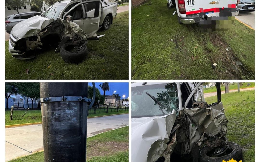 Camioneta chocó contra una columna de alta tensión en Chajarí