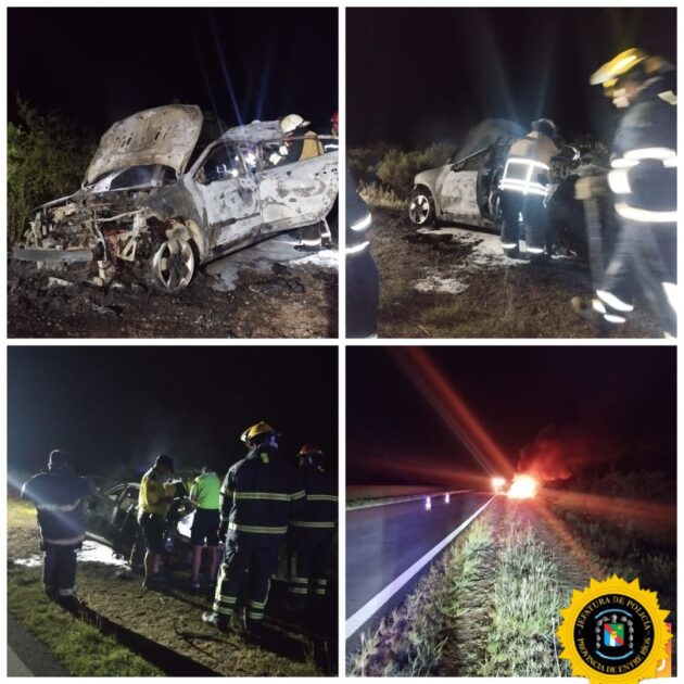Un auto se incendió por completo en la Autovía 14, cerca de Chajarí: Su propietario no estaba en el lugar - VDRnet
