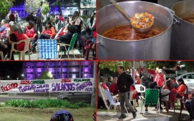 Se realizó una olla popular y vigilia de AGMER frente a Casa de Gobierno