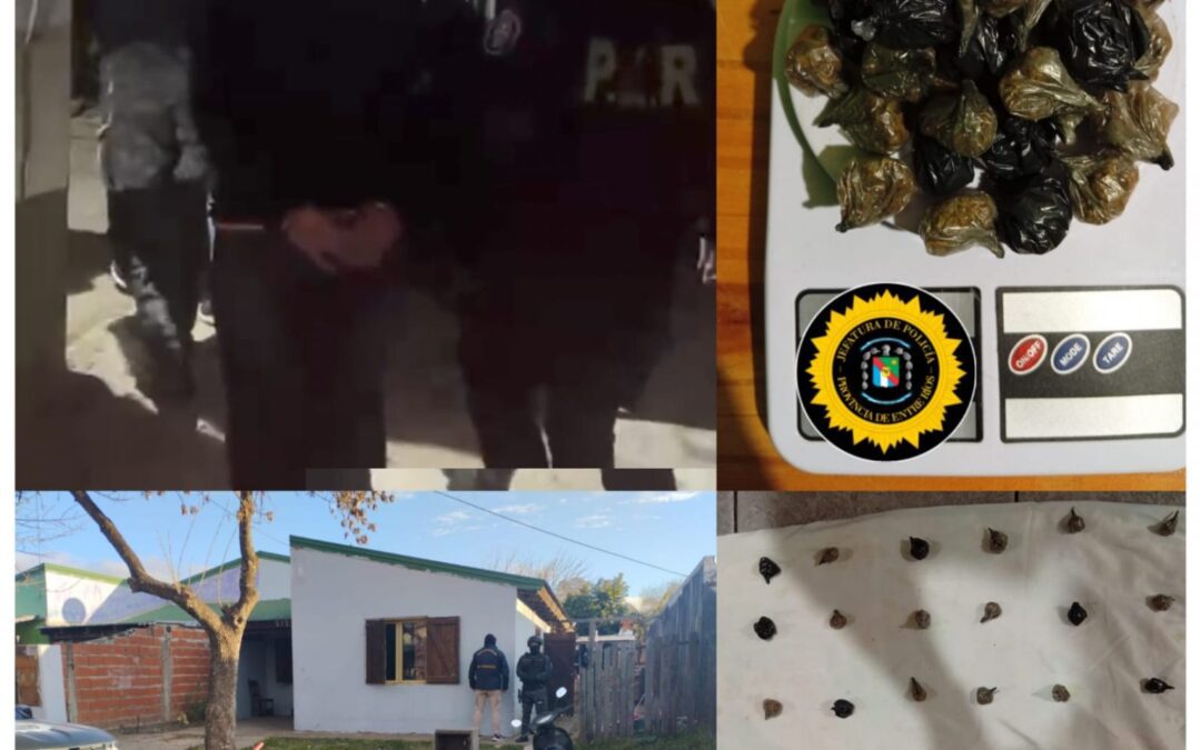 Allanamiento por narcomenudeo en Federación: Detuvieron a dos personas y secuestraron marihuana
