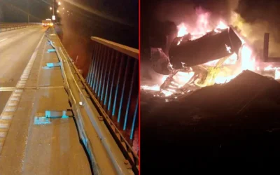 Camión cayó de un puente en Zárate-Brazo Largo y se incendió por completo: murió el conductor