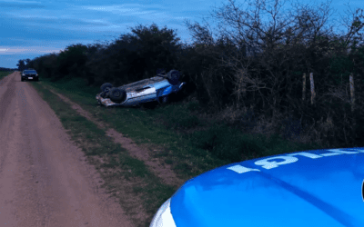 Padre e hijo volcaron con su automóvil tras esquivar una manada de ciervos en el norte entrerriano